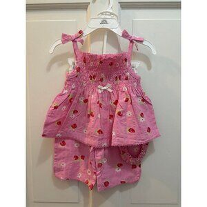 Y2K all mine strawberry print  tank capris 6/9M